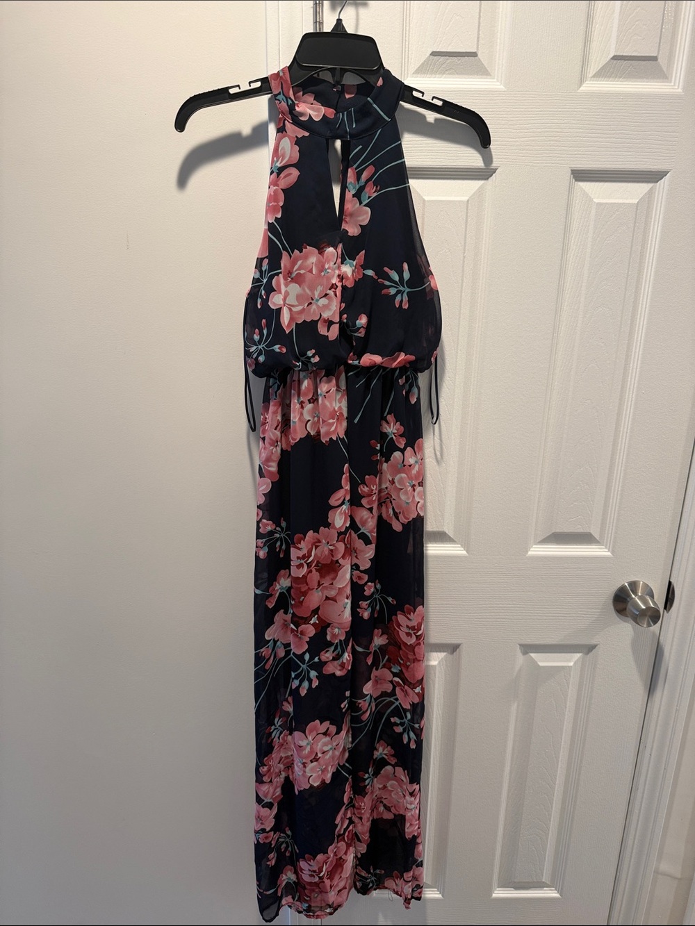 Sienna Sky Navy  Dress with Pink Accents small